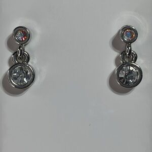 M4M silver tone earrings with crystal stones